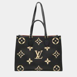 Louis Vuitton Black Beige Monogram Empreinte On the Go MM Tote Bag