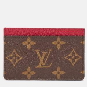 Pre Owned Louis Vuitton Fuchsia Monogram Canvas Card Holder