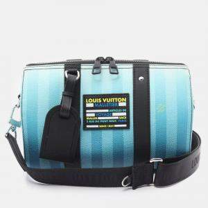 Louis Vuitton Blue Plaid Print Damier Stripes City Keepall Weekender Bag