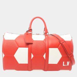 Louis Vuitton Keepall Bandouliere 50 Epi Boston Leather Red White Bag