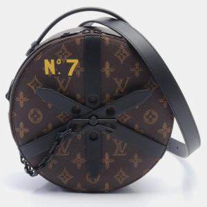 Pre Owned Louis Vuitton Brown Black Wheel Box Coated Canvas Leather Monogram Shoulder Bag