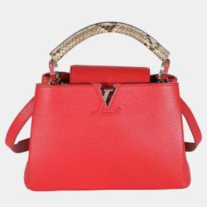 Louis Vuitton Red Python-Trimmed Taurillon Capucines BB Bag