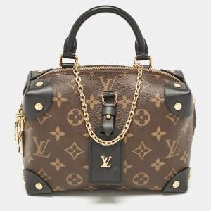 Louis Vuitton Black Monogram Canvas and Leather Petite Malle Souple Bag