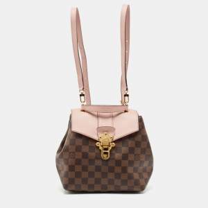 Pre Owned Louis Vuitton Magnolia Pink Damier Ebene Canvas Clapton Backpack