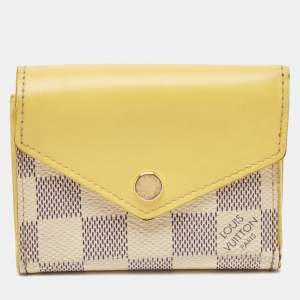 Louis Vuitton Jaune Pale Leather and Damier Azur Canvas Zoe Wallet