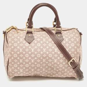 Pre Owned Louis Vuitton Sepia Monogram Mini Lin Canvas Speedy 30 Bag