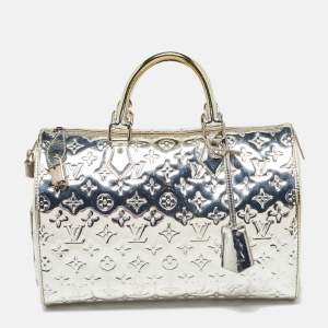 Pre Owned Louis Vuitton Silver Monogram Limited Edition Miroir Speedy 35 Bag