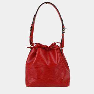 Pre Owned Louis Vuitton Red Epi Petite Noe Bucket Shoulder Bag
