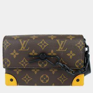 Louis Vuitton Monogram Canvas Leather Brown Black Orange Steamer Wearable Wallet Shoulder Bag