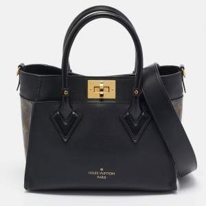 Pre Owned Louis Vuitton Black Monogram Canvas and Leather On My Side PM Bag