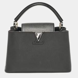 Louis Vuitton Black Leather Capucines MM Bag