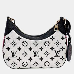 Louis Vuitton Black White Leather Empreinte Bagatelle Bag