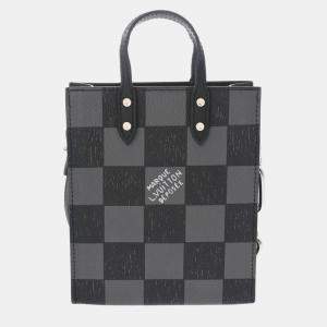 Louis Vuitton Black/Grey Leather Damier Checkerboard Sac Plat Xs Handbag