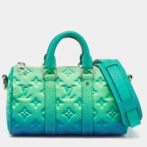Louis Vuitton Blue/Vert Monogram Taurillon Leather Illusion Keepall XS Bag