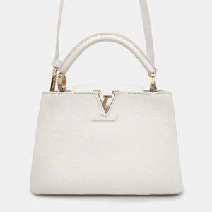 Louis Vuitton White Taurillon Leather Capucines Bag Size BB