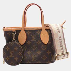 Louis Vuitton Brown Coated Canvas Leather Neverfull Bb Monogram Beige Handbag