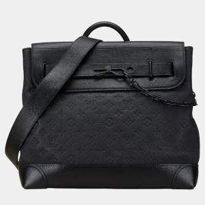 Pre Owned Louis Vuitton Noir Black Taurillon Leather Monogram Eclipse Steamer Pm Handbag