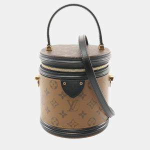 Louis Vuitton Brown Black Coated Canvas Leather Monogram Reverse Cannes Handbag