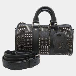 Louis Vuitton Leather Noir Black Keepall Bandouliere 25 Handbag