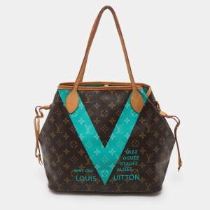 Louis Vuitton Turquoise Monogram V Canvas Neverfull MM Bag
