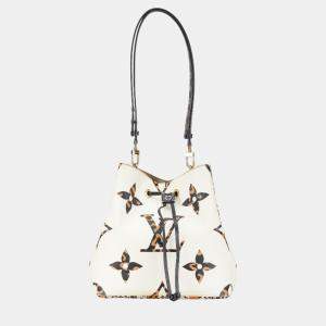 Pre Owned Louis Vuitton Ivory Black Orange PVC Leather Monogram Jungle Neonoe Shoulder Bag