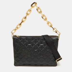 Louis Vuitton Black Monogram Embossed Leather Coussin MM Bag