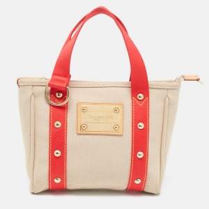 مملوكة مسبقًا Louis Vuitton Beige/Red Canvas Antigua Cabas PM Bag