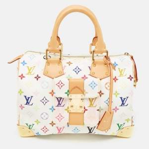 Pre Owned Louis Vuitton White Monogram Multicolore Canvas Speedy 30 Bag