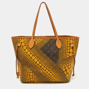 Louis Vuitton Yellow Monogram Waves Limited Edition Yayoi Kusama Neverfull MM Bag