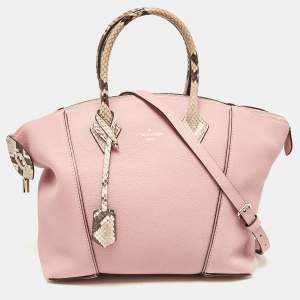 Louis Vuitton Pink/Beige Leather and Python Soft Lockit PM Bag