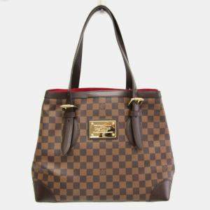 Pre Owned Louis Vuitton Damier Hampstead Mm Tote Bag Brown