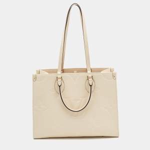 Pre Owned Louis Vuitton Cream Monogram Empriente Leather Giant Onthego MM Bag
