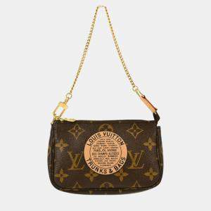 Pre Owned Louis Vuitton Brown Monogram Canvas Mini Pochette Accessoires Shoulder Bag