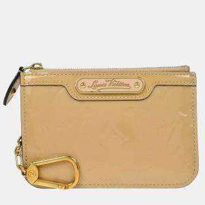 Louis Vuitton Beige Monogram Vernis Leather Pochette Cles Coin Purse
