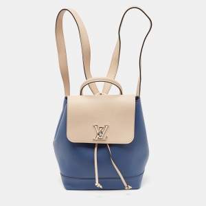 Louis Vuitton Blue/Beige Leather Lockme Backpack