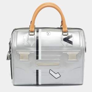 Louis Vuitton Silver Epi Spaceship Embossed Leather Speedy 25 Bag