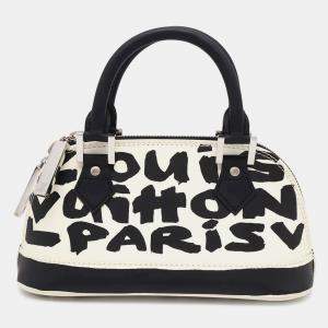 Pre Owned Louis Vuitton White/Noir Monogram Graffiti Alma PM Bag
