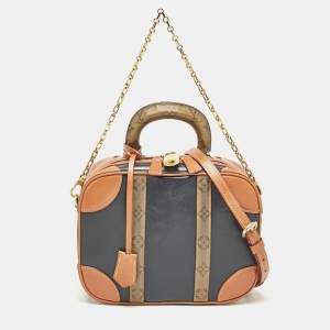 Louis Vuitton Navy Blue/Caramel Reverse Monogram Canvas and Leather Valisette PM Bag