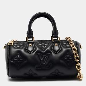 Pre Owned Louis Vuitton Black Monogram Leather Bubblegram Papillon BB Bag