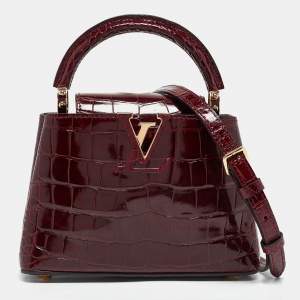 Pre Owned Louis Vuitton Bordeaux Alligator Mini Capucines Bag