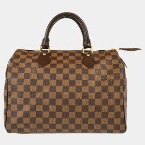 Pre Owned Louis Vuitton Brown Damier Ebene Canvas Speedy 30 Handbag