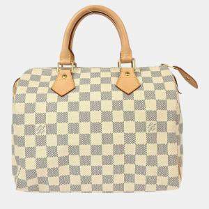 مملوكة مسبقًا Louis Vuitton White Damier Azur Canvas Speedy 25 Handbag