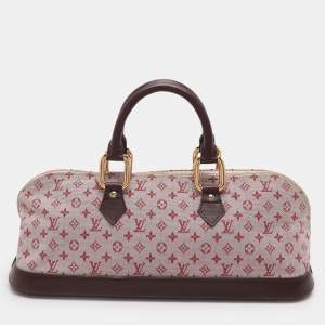 Pre Owned Louis Vuitton Cherry Monogram Mini Lin Canvas Horizontal Alma Bag