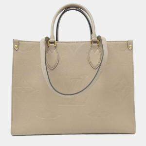 Pre Owned Louis Vuitton Tourterelle Monogram Empreinte Leather OnTheGo MM Handbag