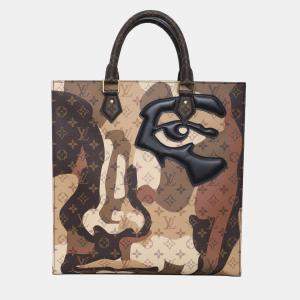 Louis Vuitton Brown Leather Coated Canvas Sac Plat NV Bag