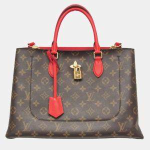 Louis Vuitton Brown Red Monogram Flower Tote Bag 