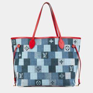 Louis Vuitton Blue Monogram Denim Patchwork Neverfull MM Bag