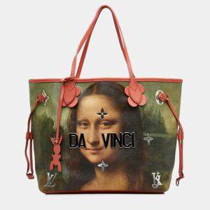 Louis Vuitton Masters Collection Da Vinci Neverfull Mm Tote Bag Poppy Petal Pink Multicolor Pvc Leather