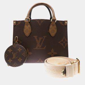 Louis Vuitton On The Go Pm Handbag Monogram Reverse Brown