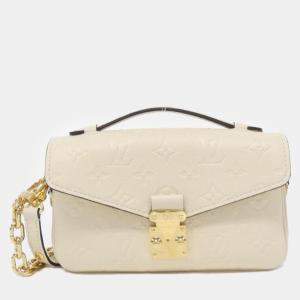 Louis Vuitton Cream Monogram Empreinte  Leather Pochette Metis EW Shoulder Bag